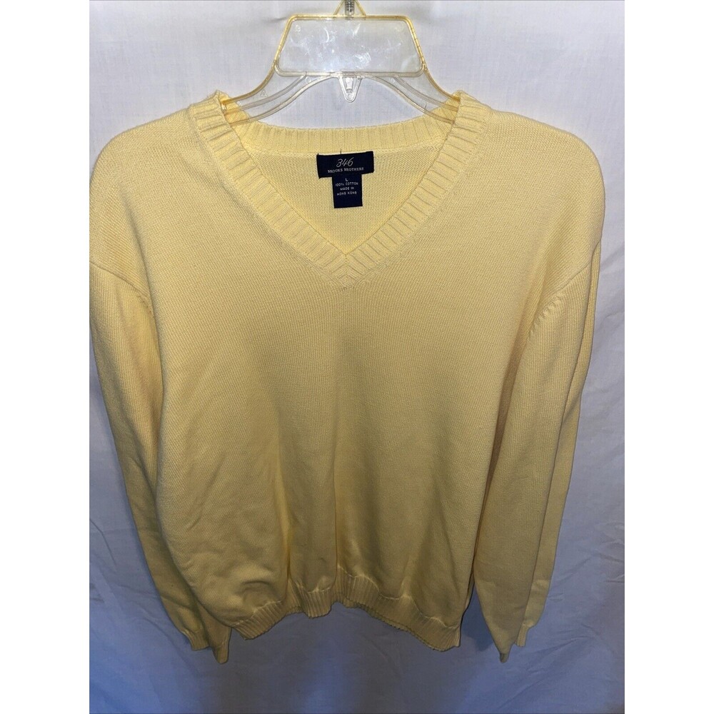 Brooks Brothers 346 Men’s Light Sweater Size Large Yellow Athleisure Golf Tennis